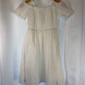 Girls White Off-Shoulder Smocked Dress (8)